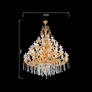 Jaquar Mensa 20+16+12+8 chandelier with Asfour Almaaza crystal & 24k gold finish