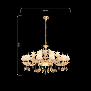 Jaquar Pegasus 12+6 chandelier with asfour almaaza crystal & gold finish