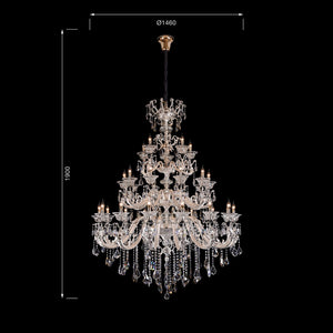 Jaquar Selene chandelier 5+10+15 L with asfour almaaza crystal & real silver finish
