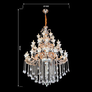 Jaquar Vela 18+12+6 L chandelier with Asfour Almaaza crystal & sk gold finish