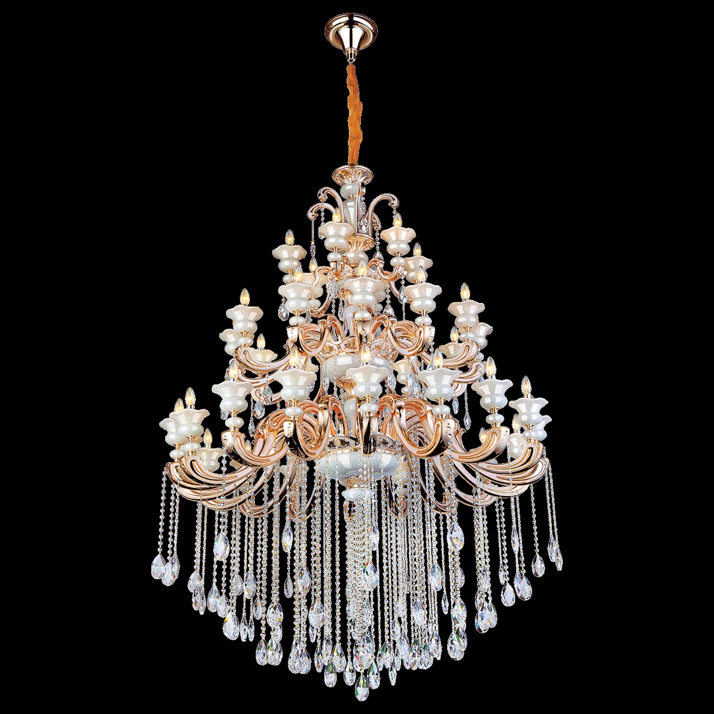 Jaquar Vela 18+12+6 L chandelier with Asfour Almaaza crystal & sk gold finish