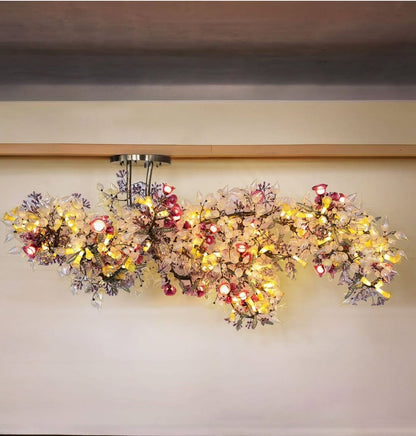 Jewel Berry Glass Branch Chandelier – A Jewel-Toned Statement for Double-Height Interiors