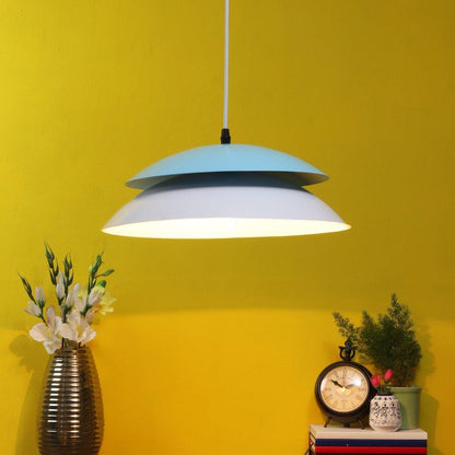 BLUE Metal Hanging Light - JNO-01-bl-wh - Included Bulb