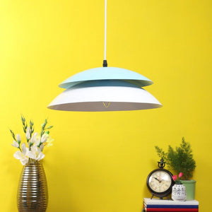 BLUE Metal Hanging Light - JNO-01-bl-wh - Included Bulb