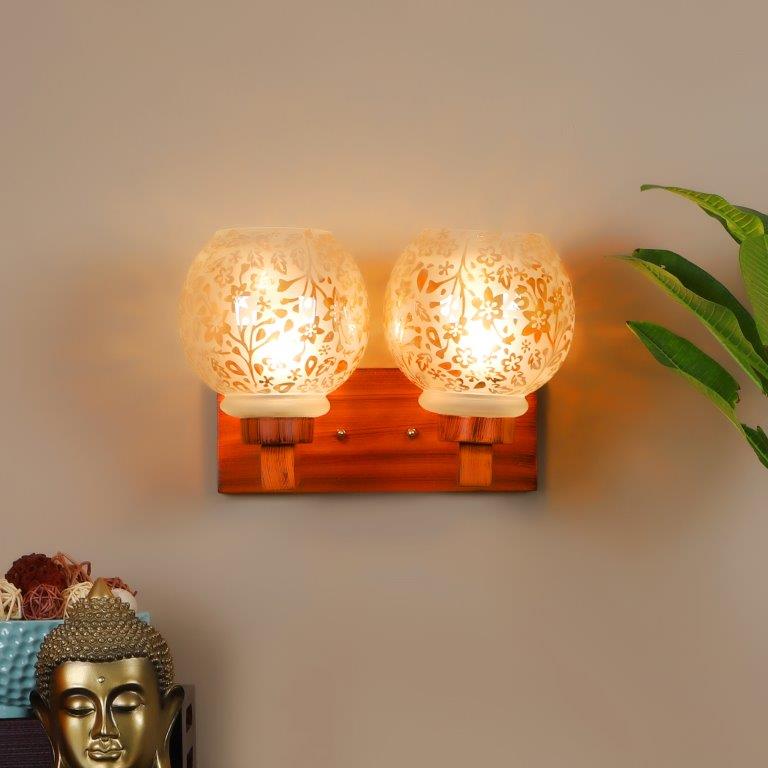 Rojo Brown Wood Wall Light - E27 holder - without Bulb - JS-021-2W