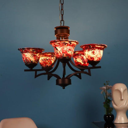 Brown Iron Chandelier - E27 holder - without Bulb - JS-1316-5LP