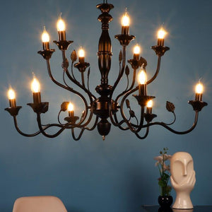 Black Iron Chandelier - E14 Holder - without Bulb - JS-1317-8-4LP