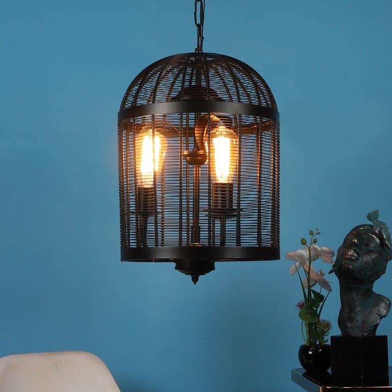 Black Iron Hanging Light - E27 holder - without Bulb - JS-1329-1LP