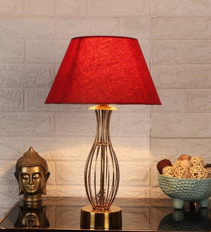 Eliante Habra Gold Iron Table Red Shade lamp - E27 holder - without Bulb - JS-5223-TL-RED