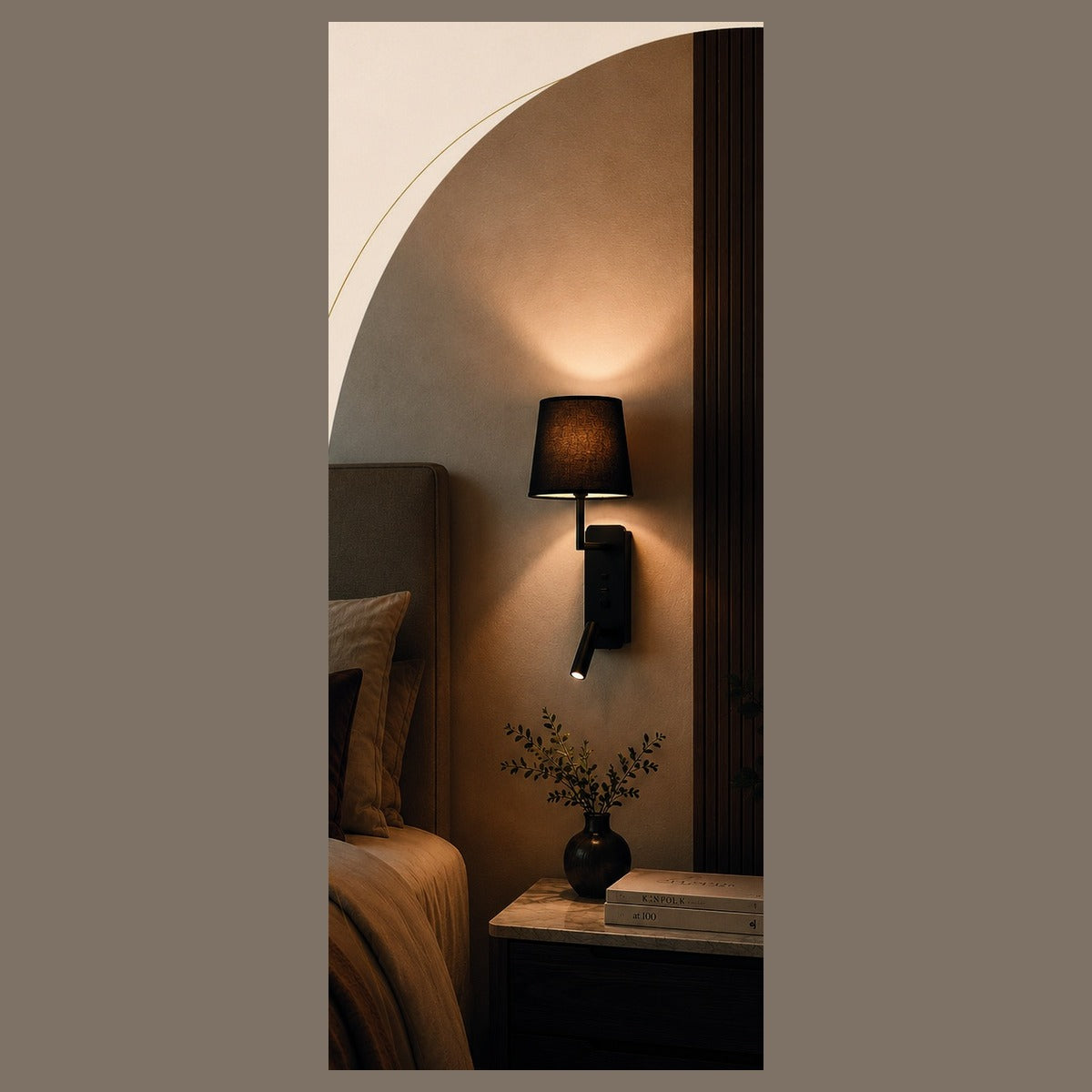 LAVA bedside wall light in a bedroom setting