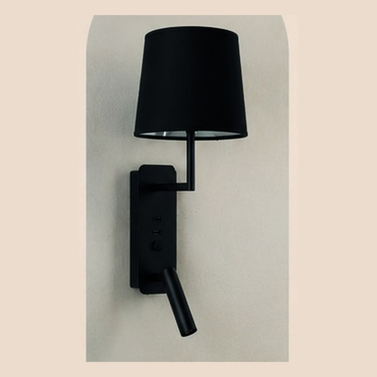 LAVA bedside wall light with fabric shade and reading spot