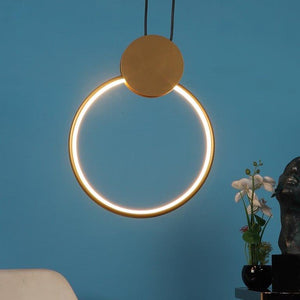 Gold Aluminium Hanging Light - Inbuilt LED - JS-RING-1LP-LE