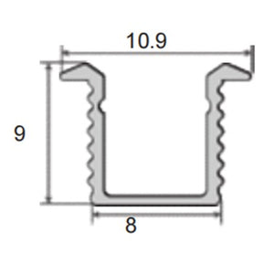 JSAS-Eco-08x09 Rm Recessed Alluminium Profile For Strips