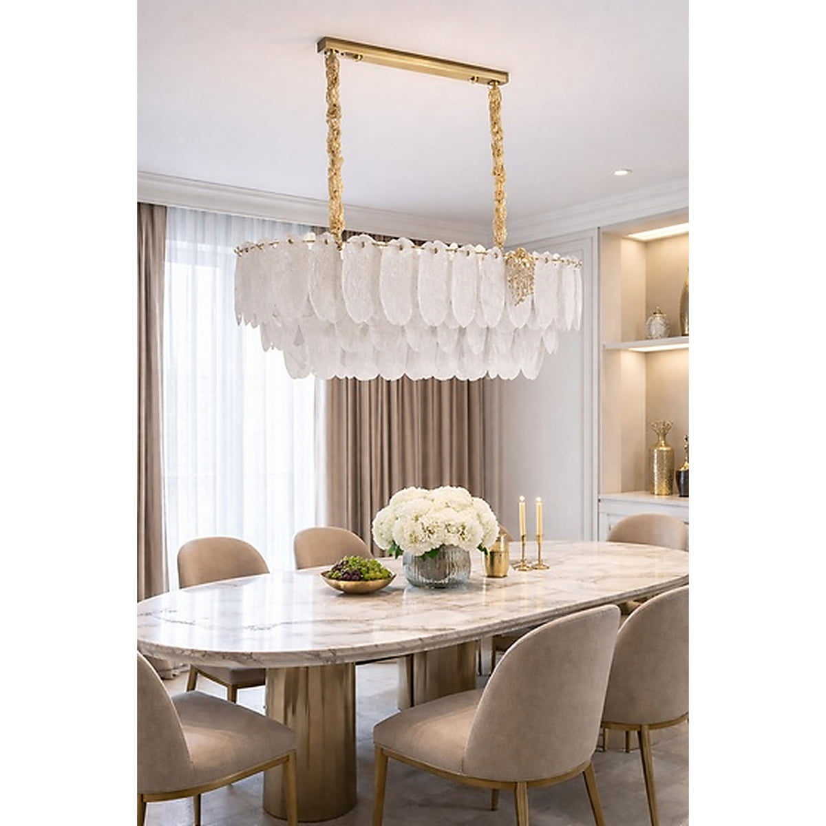 Eliante Tiered Rectangular Chandelier – Gold, Metal