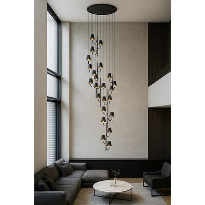 Eliante Cluster Double Height Chandelier – Gun Black, Metal