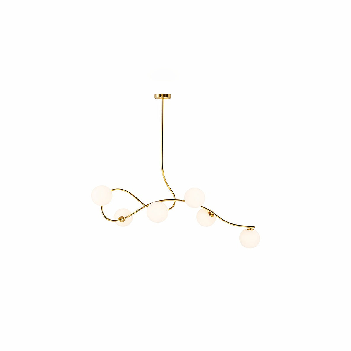 Eliante Branch Glass Ball Chandelier – Gold, White Glass, Metal