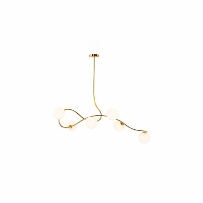 Eliante Branch Glass Ball Chandelier – Gold, White Glass, Metal