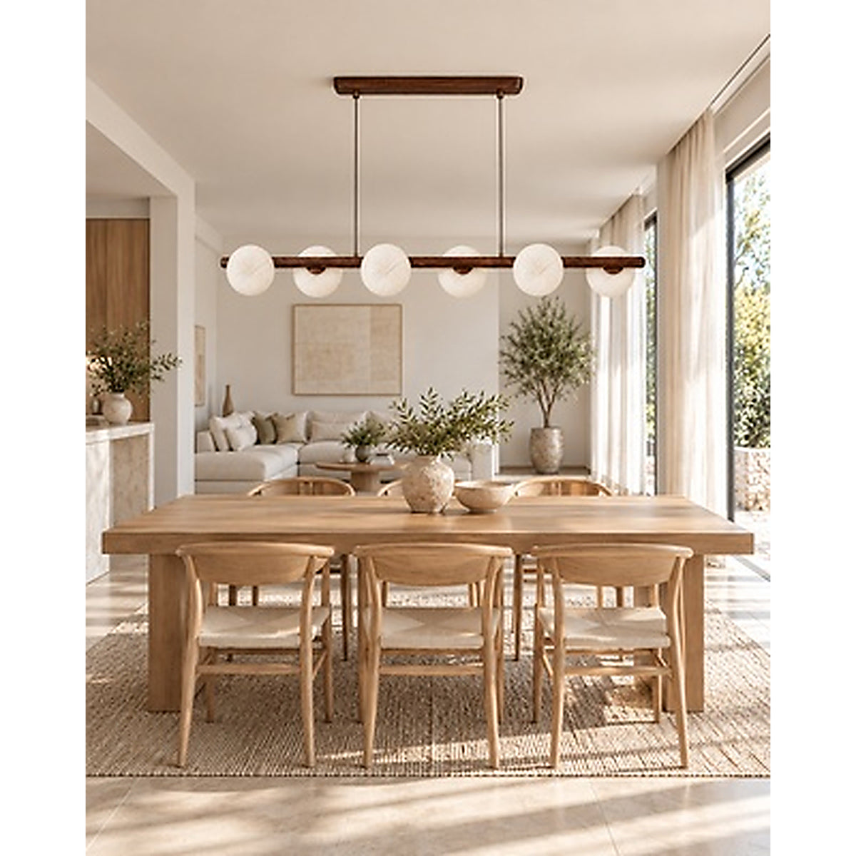 Eliante Linear Ceramic Chandelier – Walnut, Metal