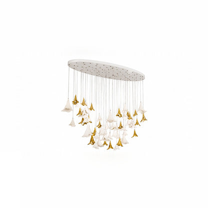 Eliante Cluster Ceramic Chandelier – White, Gold, Ceramic, Metal