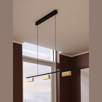 JS-SV HL LUXSI LED Hanging Light - Black & Matt Gold (40W, 1200mm)