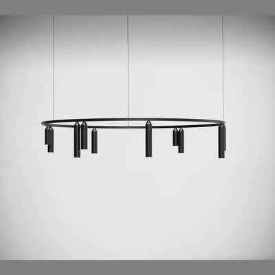 JS-SV HL SATURN LED Hanging Light - Black- Black Hairline (25W/50W, 450-900mm)