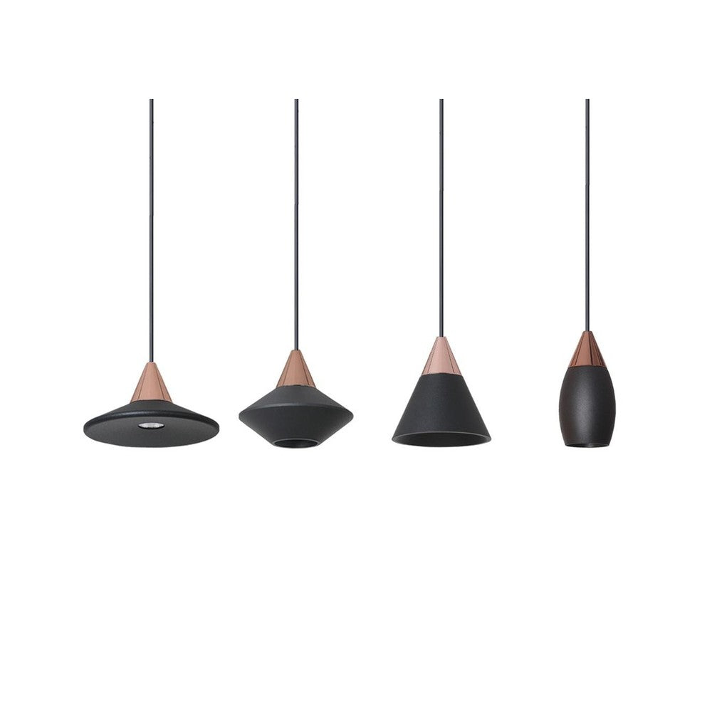 JS-SV-H/L UNIVERSE White- Rose Gold/Black- Rose Gold 12w 50mm/Set- 4 Led Hanging Lights