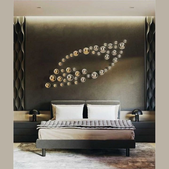 LAGOON Scattered Crystal Sphere Wall & Ceiling Sculpture – full view