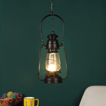 Black Iron Hanging Light -LALTAN-HL-BK - Included Bulbs