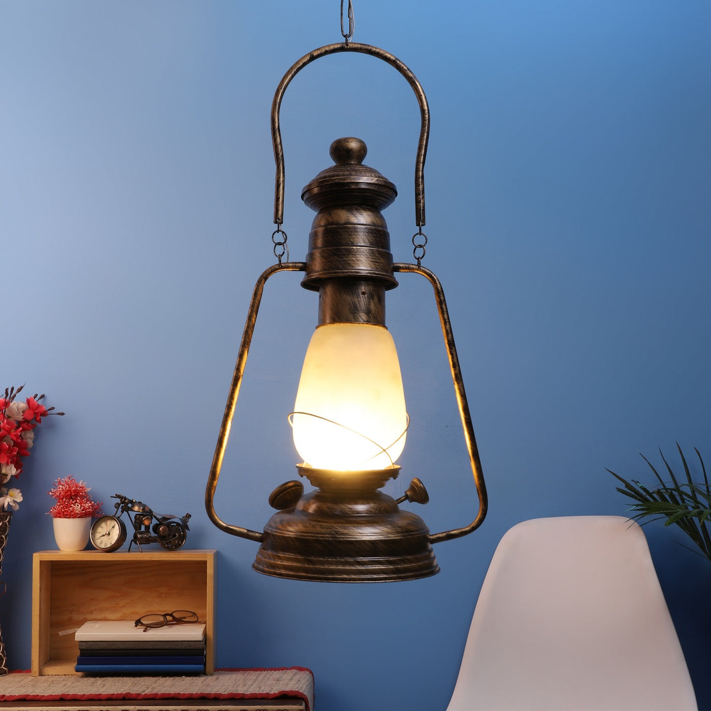 Copper Metal Hanging Light - LAMP-FROSTED-HL-BIG