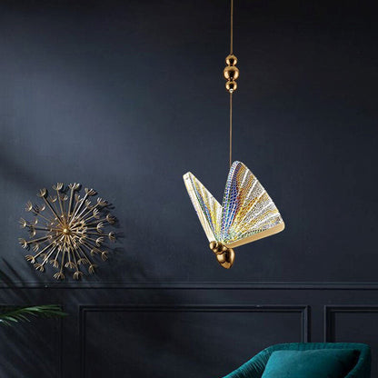 LED 1 LIGHT GOLD BUTTERFLY BEDSIDE HANGING PENDANT CEILING LAMP LIGHT FIXTURE - MULTI