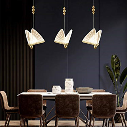 LED 1 LIGHT GOLD BUTTERFLY BEDSIDE HANGING PENDANT CEILING LAMP LIGHT FIXTURE - WARM WHITE
