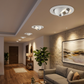 Living room idea with adjustable dome downlights (illustration)