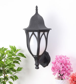 Lotus Small Black Metal Outdoor Wall Light | Lotus-Oudoor- small | Included Bulb | Eliante by Jainsons Lights