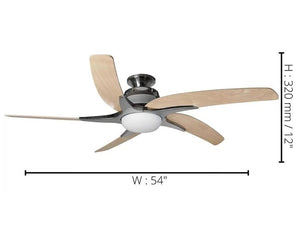 JS-LXR Modern AC 44" Ceiling Designer Fans with Light 1042-44"-SS Motor & Maple Blades