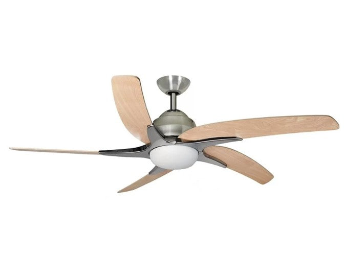 JS-LXR Modern AC 44" Ceiling Designer Fans with Light 1042-44"-SS Motor & Maple Blades