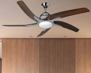 JS-LXR Modern AC 44" Ceiling Designer Fans with Light 1046-44"-SS Motor & Dark Oak Blades