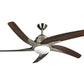 JS-LXR Modern AC 44" Ceiling Designer Fans with Light 1048-44"-Antique Brass Motor & Dark Oak Blades