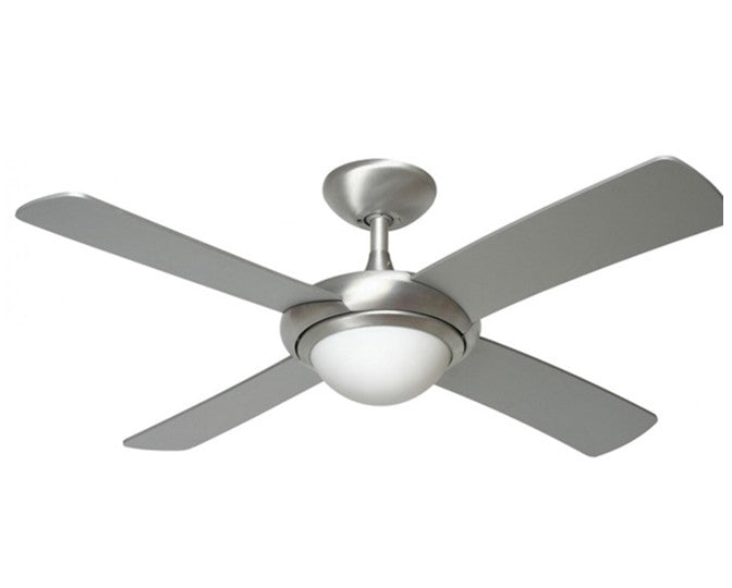 JS-LXR Modern 44″ Ceiling Designer Fans with Light 1077 With Light-Solid Brushed Aluminium AC Motor & Matt Silver Blades