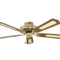 JS-LXR Modern AC 52” Ceiling Designer Fans 1105-Polished Brass Motor & Matt Mahogany/Matt Oak & Cane Blades