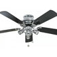 JS-LXR Classic AC 42” Ceiling Designer Fans with Light 1124-Chrome Motor & Gloss Black/ Reverse Black Marble Blades