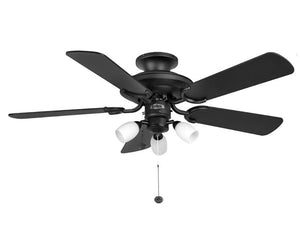 JS-LXR Classic AC 42” Ceiling Designer Fans with Light 1126-Matt Black Motor & Matt Black Blades