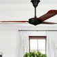 JS-LXR Modern AC 52″ Ceiling Designer Fans 1209-Unique Hammered Black Metal Finish & Walnut Blades