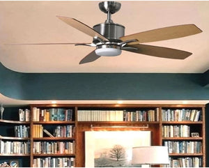 JS-LXR Modern AC 52″ Ceiling Designer Fans with Light 1211-52″-Brushed Nickel Motor & Walnut / Reverse Maple Blades