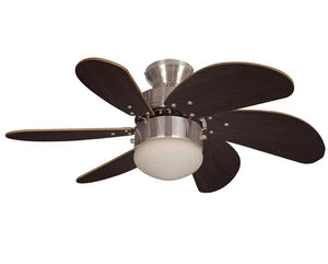 JS-LXR Modern AC 30″ Ceiling Designer Fans with Light 1308-Brushed Nickel Motor & Dark Oak Blades