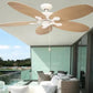 JS-LXR Tropical AC 52” Ceiling Designer Fans 2032-Off-white motor & light coffee rattan/wicker blade designer fan