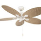 JS-LXR Tropical AC 52” Ceiling Designer Fans 2032-Off-white motor & light coffee rattan/wicker blade designer fan