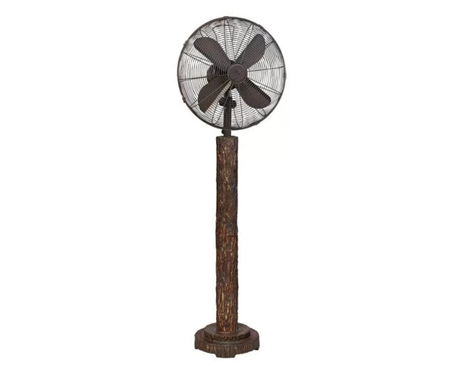 JS-LXR Wooden 16" Floor Designer Floor Fans 4040-16"-Rustic Base & Long Textured Neck