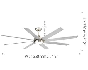 JS-LXR Modern BLDC 66″ Ceiling Designer Fans with Light 5032-Matt Nickel