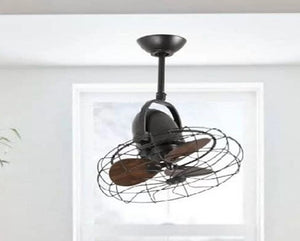 JS-LXR Indusrial AC 18″ Ceiling Designer Fans 5040-Dark Brown Body & Walnut Blades