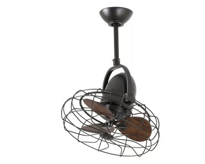 JS-LXR Indusrial AC 18″ Ceiling Designer Fans 5040-Dark Brown Body & Walnut Blades